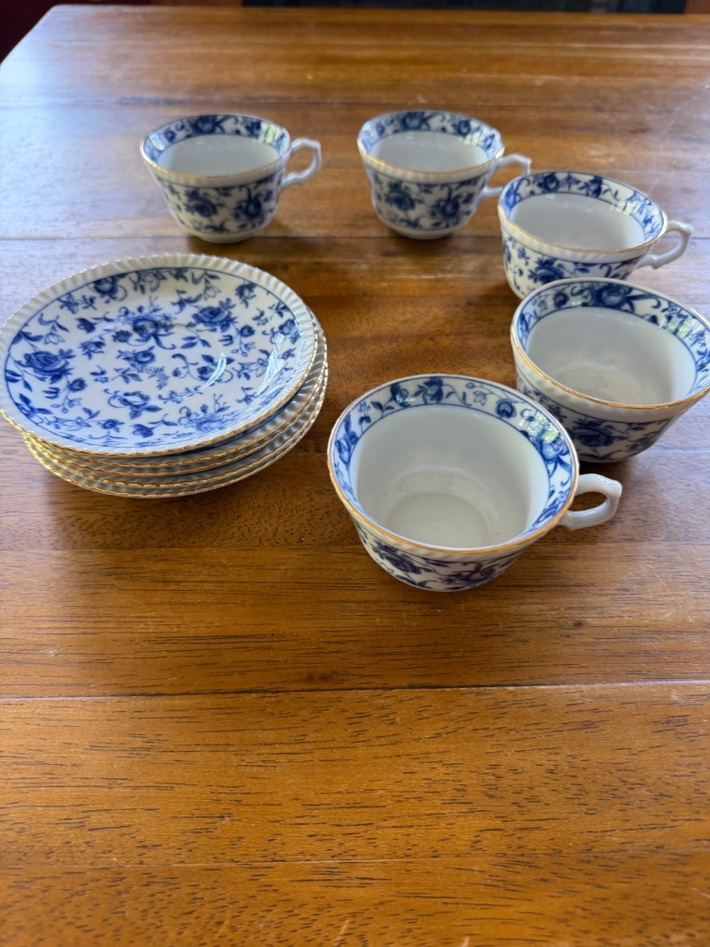 Vintage Japanese Famous Pottery blue/white Tea Set